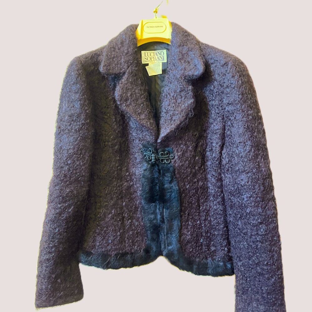 Luciano Soprani Brown Mohair Wool Boucle Jacket